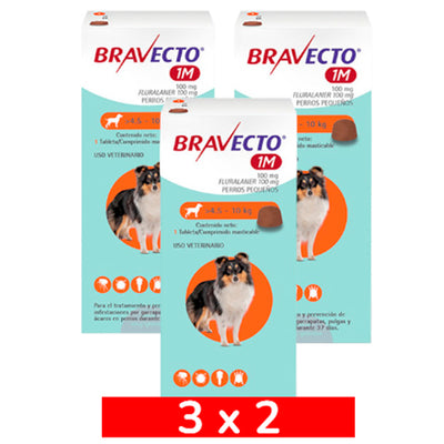 3x2 Bravecto Perro 1M 4,5 a 10 kg
