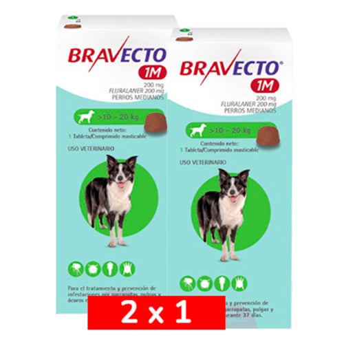 2x1 Bravecto Perro 1M 10 a 20 kg