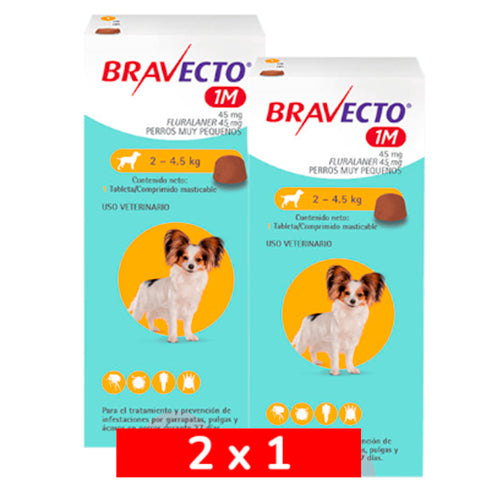 2x1 Bravecto Perro 1M 2 a 4,5Kg