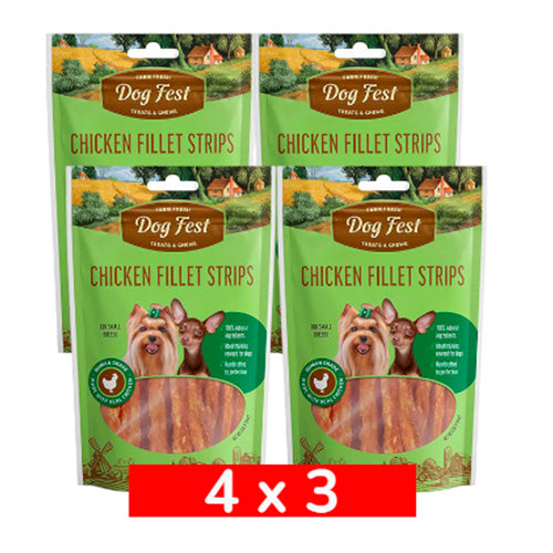 4x3 DogFest Barras de Pollo 55 grs
