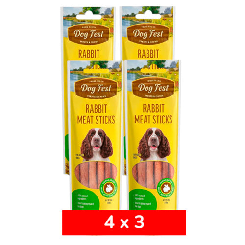 4x3 DogFest Sticks de Carne de Conejo 45 grs