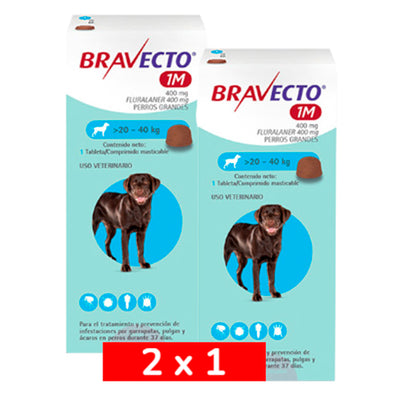 2x1 Bravecto Perro 1M 20 a 40 kg