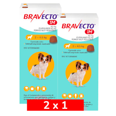 2x1 Bravecto Perro 1M 2 a 4,5Kg