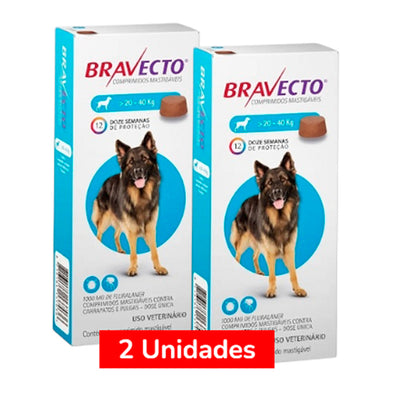 Pack Bravecto Perro 3M 20 a 40 Kg 2 Unidades