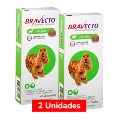 Pack Bravecto Perro 3M 10 a 20 Kg 2 Unidades