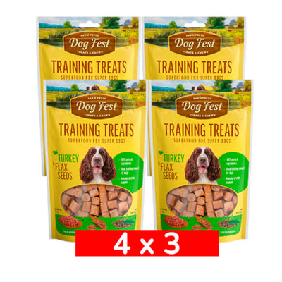 4x3  DogFest Training Snack Pavo y Semillas de Linaza 90 grs