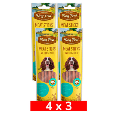4x3 DogFest Sticks de Carne de Avestruz 45 grs