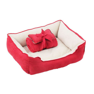 3 en 1 cama Manta Cojin Roja